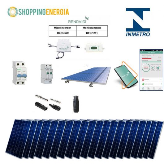 Kit Microinversor Solar Renovigi 6,6kWp (20p) – Gera em torno de 715,80 kWh por Mês